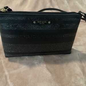 Kate Spade Black and Silver Striped Crossbody